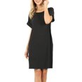 thumbnail image 1 of Womens Casual Rolled Short Sleeve Loose Tunic Shirt Dress, 1 of 3