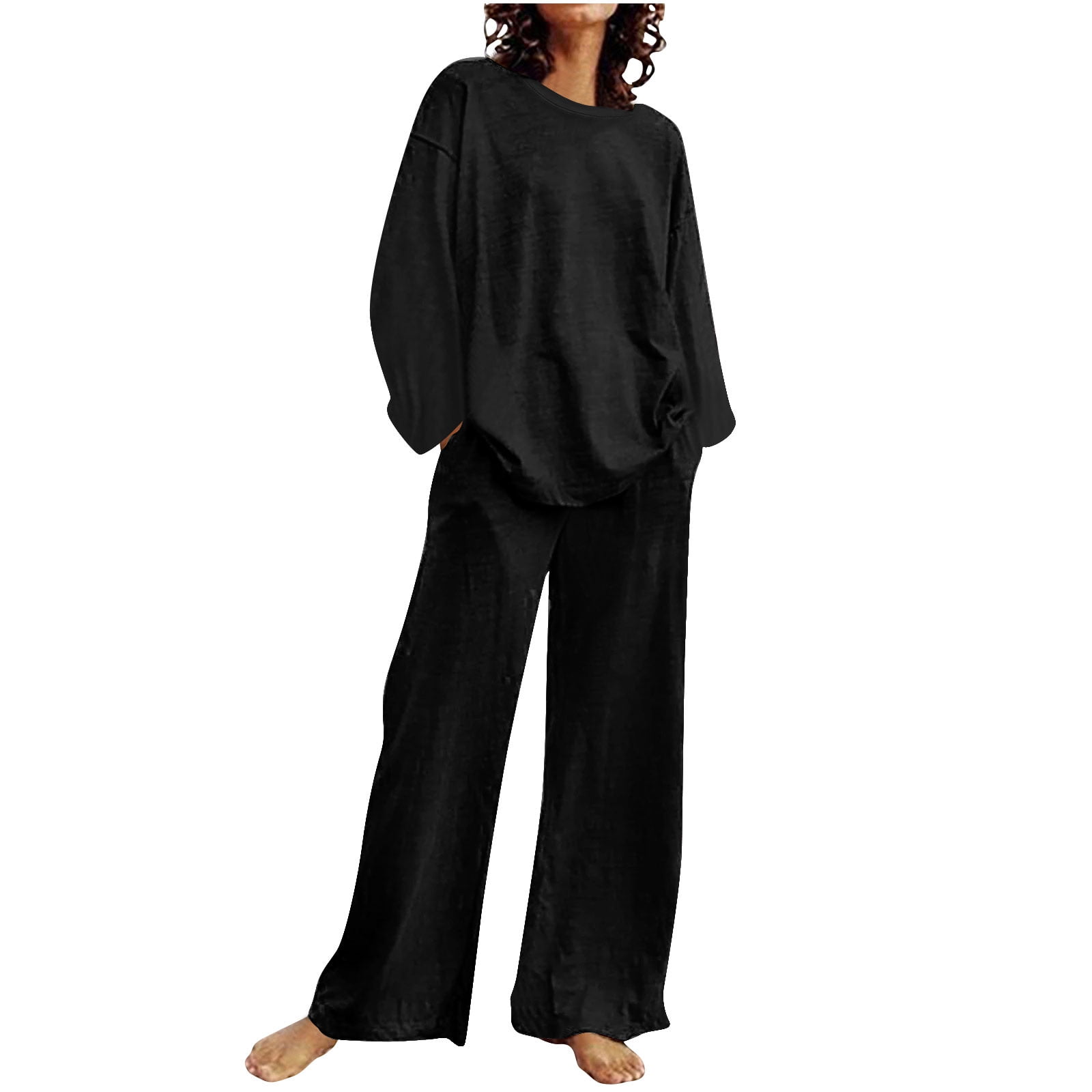 Plus Size Fashion Plain Buttoned Loose Long Pants main image 1
