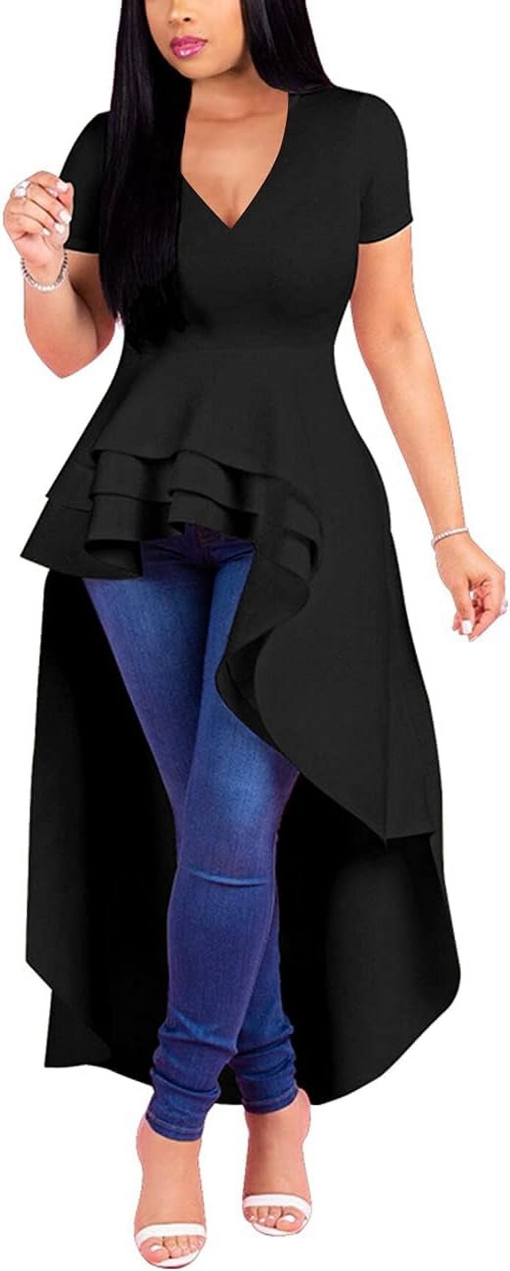 Long sleeve high low peplum top 2025