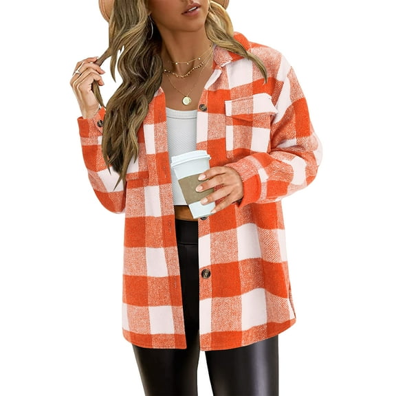 Womens Casual Shirts Flannel Plaid Shirts Button Down Long Sleeve Shirt Jackets Casual Fall Outfits Fashion Jackets