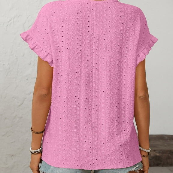 Womens Casual Shirts Short Sleeve V Neck Work Blouse Business Casual Tops