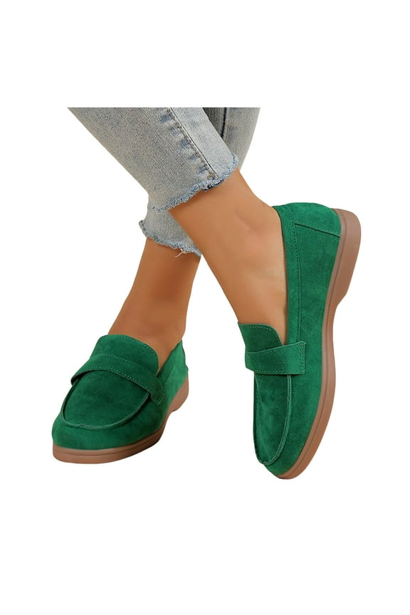Womens Casual Shoes Spring Fall Suede Slip on Penny Loafers Soft Low Heel Oxfords Boat Dress Shoes Comfort Walking Flats