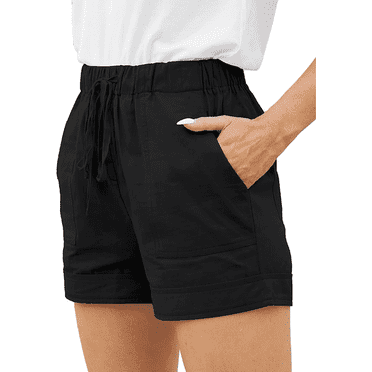 Womens Casual Shorts Comfy Elastic Waist Drawstring Shorts Pants with Pockets XL