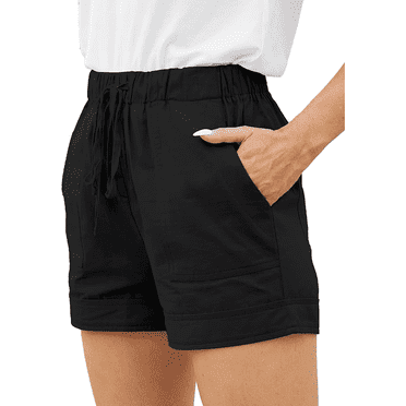Womens Casual Shorts Comfy Elastic Waist Drawstring Shorts Pants with Pockets XL