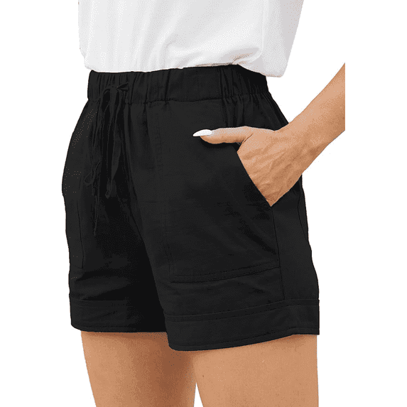 Womens Casual Shorts Comfy Elastic Waist Drawstring Shorts Pants with Pockets XL