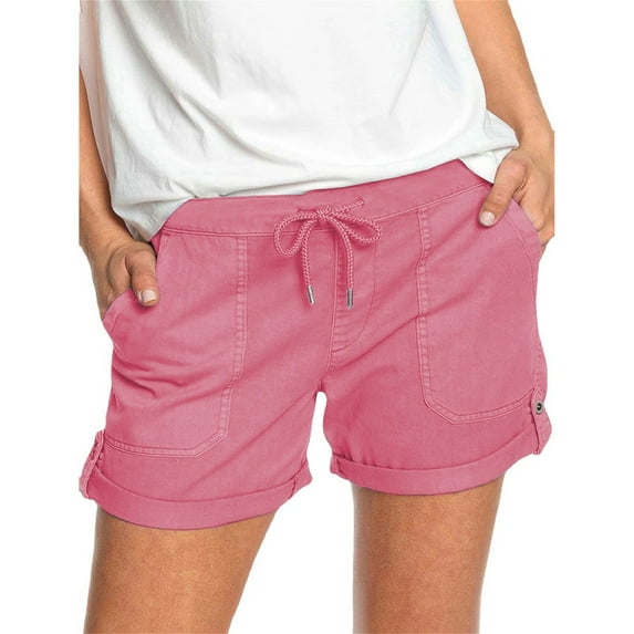 Womens Casual Shorts Drawstring Elastic Summer Shorts Comfy Pocketed Pants