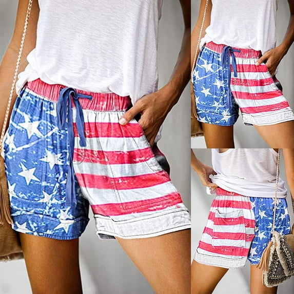 Womens Casual Shorts Drawstring Elastic Summer Shorts Comfy Pocketed Pants