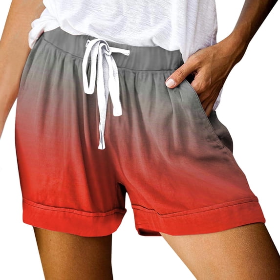 Womens Casual Shorts Drawstring Summer Elastic Belt Pockets Girls Bottoms Shorts