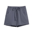 thumbnail image 1 of Womens Casual Shorts Elastic Pants Solid Pocket Waist Loose Pants Girls Bottoms Shorts, 1 of 2