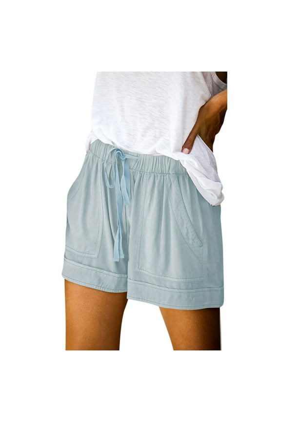 Womens Casual Shorts Plus Size Comfy Drawstring Elastic Waist Pocket Loose Pants Girls Bottoms Shorts