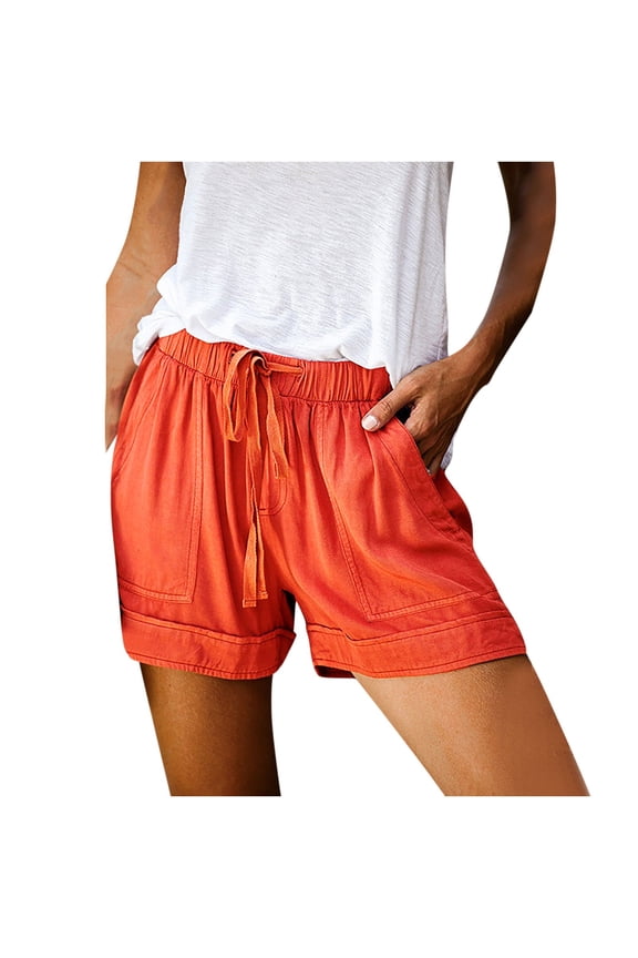 Womens Casual Shorts Plus Size Comfy Drawstring Elastic Waist Pocket Loose Pants Girls Bottoms Shorts