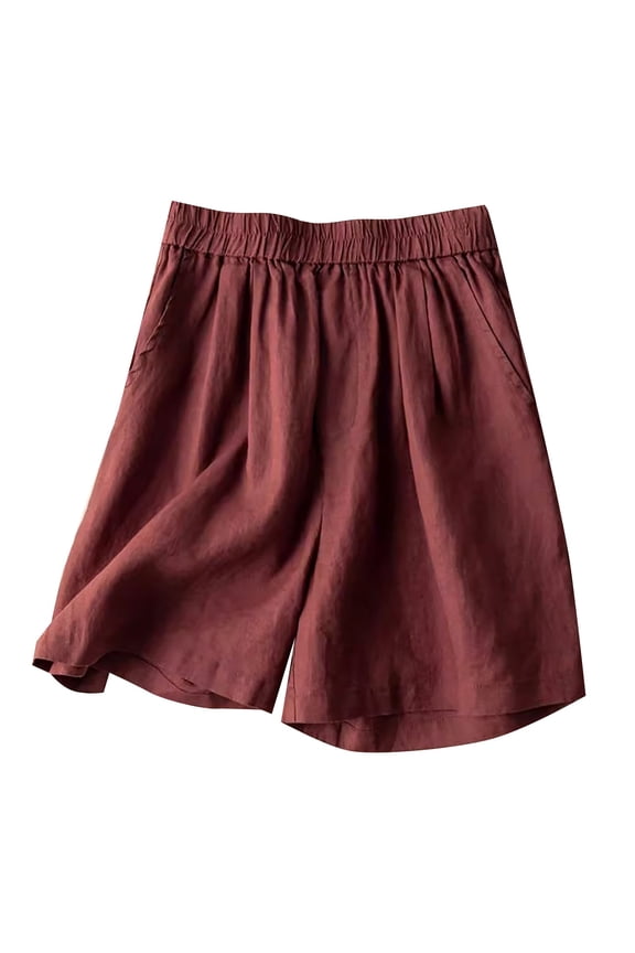 Womens Casual Shorts Summer Loose Straight Barrel High Waist Slim Solid Girls Bottoms Shorts