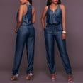 thumbnail image 1 of Womens Casual Off Shoulder Denim Jeans Pocket Sleeveless Jumpsuits Rompers Denim Pantsuit for Women Wedding Outfits for Women New Year Outfit Women Top Jumpsuit for Women Long Sleeve Jumpsuits for, 1 of 4