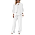 thumbnail image 1 of Womens Casual Shoulder Irregular Two Piece Set - Spandex, Loose Fit, All Seasons - S-XXXL, 1 of 5