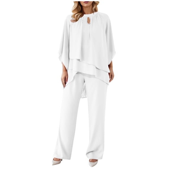 Womens Casual Shoulder Irregular Two Piece Set - Spandex, Loose Fit, All Seasons - S-XXXL
