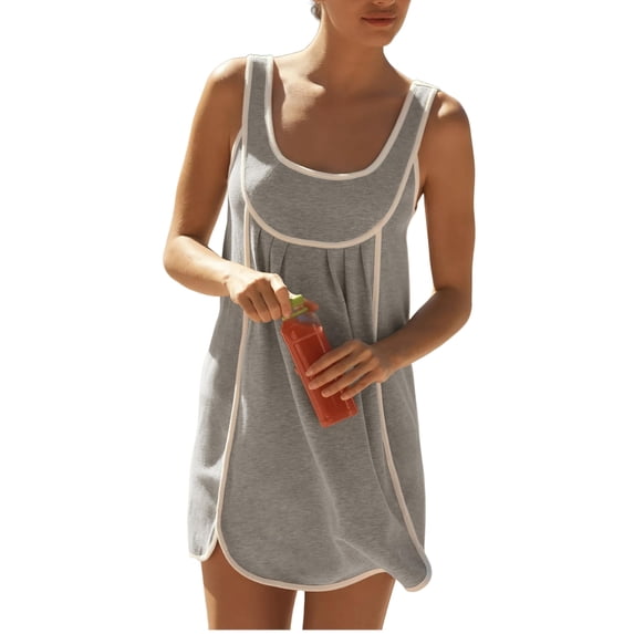 Womens Casual Sleeveless Athletic Mini Dress Summer Sundress Oversized Workout Tennis Dress