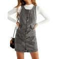 thumbnail image 1 of Womens Casual Sleeveless Denim Overalls Dresses Button Down Summer Jean Mini Dress Trendy Romper With Pockets, 1 of 6