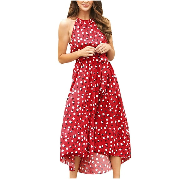 Womens Casual Sleeveless Maxi Dress Belt Summer Boho Floral Sundresses Wedding Guest Graduation Prom Formal Cocktail Dresses that Hide Belly A520-16621