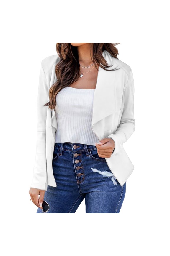 Womens Casual Solid Color Long Sleeve Work Suit Jacket Jacket Coat Business Short Suit Fit Flare Wool Coat Ling Coat down Jacket Women Long Hood Button Front Jacket Women Puffy Jacket Long Ski Coats