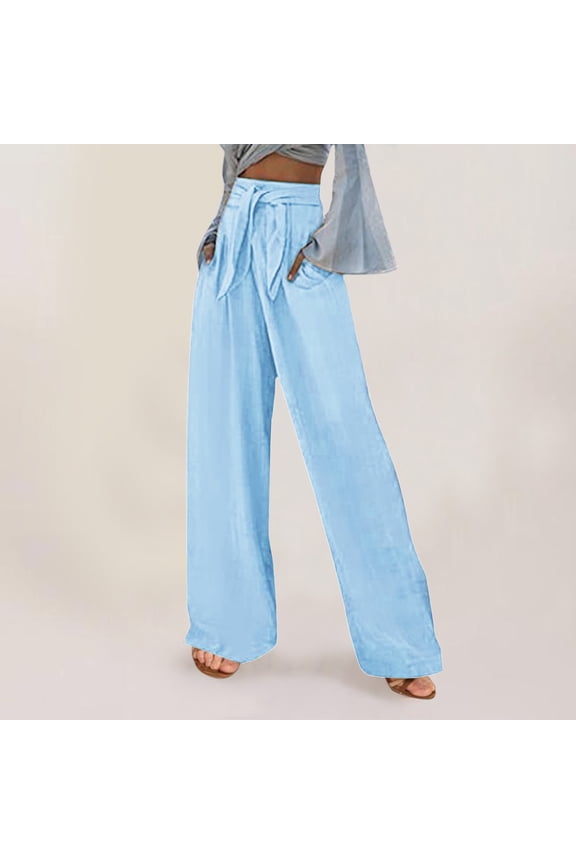 Womens Casual Solid Color Loose Pockets Elastic Belt Waist Pants Long Trousers Woman Sweatpants Pant Suits for Women Casual with Sweater Pants Women Casual Work Petite Pant Suits for Women Casual