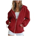 thumbnail image 1 of Womens Casual Solid Long Sleeve Zipper Hooded Coat Pocket Sweatshirt Tops Features: Lined Sweatshirt Long Zip up Sweatshirts for Women Lady Tunic Sweatshirt Ladies Zippe Sweatshirts Long Shirt Women, 1 of 5