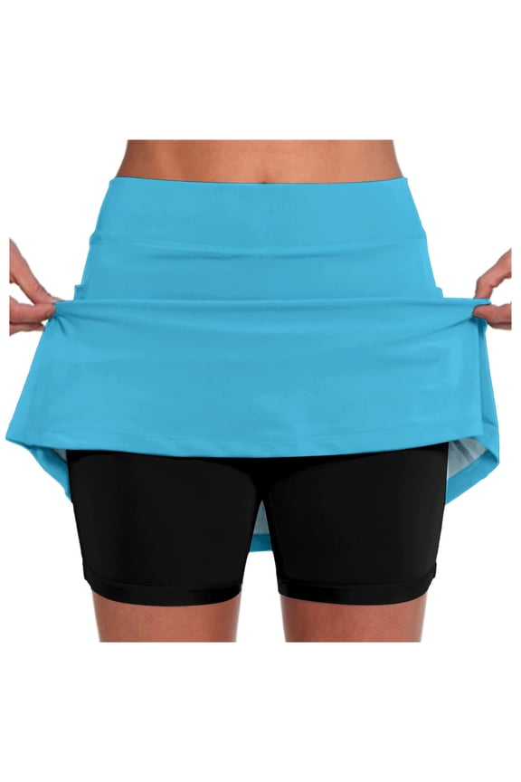 Womens Casual Solid Tennis Pocket Skirt Yoga Sport Active Skirt Shorts Skirt
