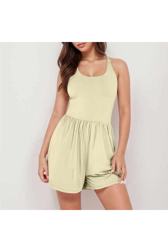 Womens Casual Sport Sleeveless Solid Jumpsuit With 3 Pockets Petite Rompers for Juniors Overall Rompers for Women Came Overalls Women Plaid Jumpsuit Womens Pantsuits Dressy Turtleneck Long Sleeve for