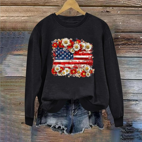 Womens Casual Sportswear Shirt Long Sleeve Round Neck Loose Print Casual Fashion Top
