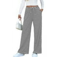 thumbnail image 1 of Womens Casual Striped Wide Leg Pants Drawstring Elastic Waist Y2K Straight Long Trousers Palazzo Pants Ribbed Sweatpants with Pockets Alsol Lamesa, 1 of 6