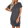 thumbnail image 1 of Womens Casual Summer Crewneck Short Sleeve Ribbed Mini Tshirt Dress, S-2XL, 1 of 11