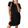 thumbnail image 1 of Womens Casual Summer Crewneck Short Sleeve Ribbed Mini Tshirt Dress, 1 of 5