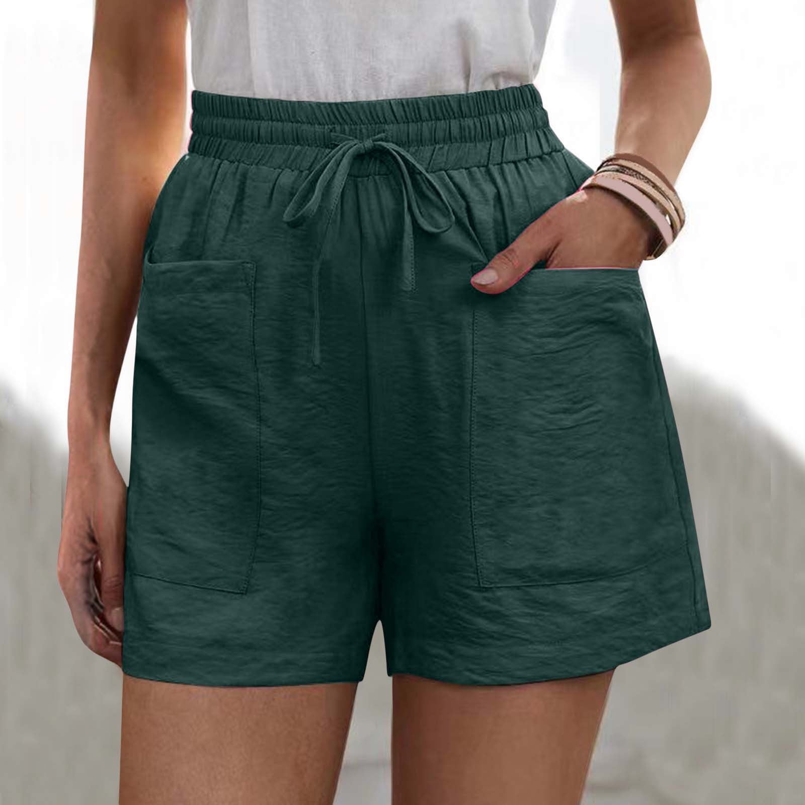 Womens Casual Summer Pants Drawstring Elastic Waist Comfy Shorts With Pockets Army Green M Walmart