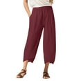 thumbnail image 1 of Womens Casual Summer Pants for Women plus Size Daily Casual Eight Length Trousers Women Casual Pants with Pockets Pockets Womens Casual Pants for Summer Cropped Elastic Waist Solid Pants Women Busines, 1 of 1