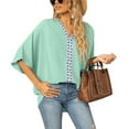 thumbnail image 1 of Womens Casual Summer Ruffle Sleeve V Neck Loose Fit Chiffon Blouse Tops, 1 of 7