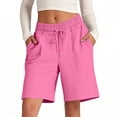 thumbnail image 1 of Womens Casual Summer Shorts Elastic Waist Loose Solid Lounge Shorts Plus Size Capris for Women, 1 of 5