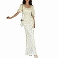 thumbnail image 1 of Womens Casual Summer Square Neck Puff Sleeve Dress Boho Floral Print Long Dresses White M, 1 of 8