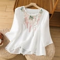thumbnail image 1 of Womens Casual Summer T Shirts Crew Neck Basic Fashion Y2K Spring 2026 Linen Tops Half Sleeve Embroidered Print Tees, 1 of 7