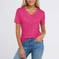 thumbnail image 1 of Womens Casual Summer T Shirts Solid Color 2026 Tops Short Sleeve V-Neck Basic Tees, 1 of 5