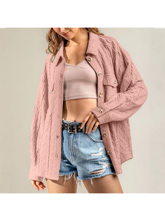 Womens Casual Sweater Coat Jackets Button Down Long Sleeve Shirts Jacket With Pockets Junior Jackets Women S Shirt Long Sleeve Women Casual Winter Jacket Winter Shirts for Women Long Sleeve Womens