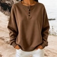 thumbnail image 1 of Womens Casual Sweaters Long Sleeve Button Down Crew Neck Pullover Tops Fall Winter Loose Clothes 2026 Brown S, 1 of 5