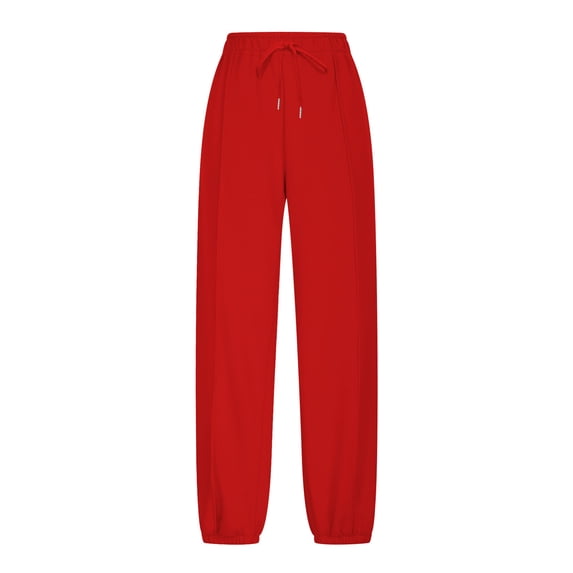 Womens Casual Sweatpants New Womens Sweatpants with Pockets High Waisted Drawstring Joggers Pants Loose Baggy Workout Gym Trousers Red L