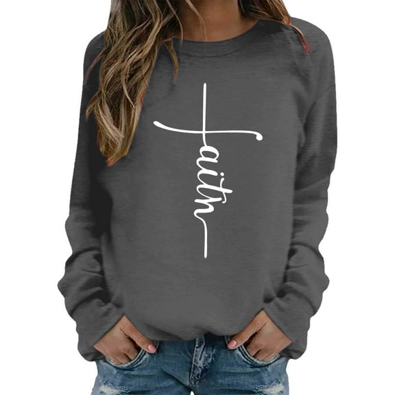 Womens Casual Sweatshirt Crew Neck Yeshua Lord Printed Pullover Long Sleeve Loose Fit Tops Fashion 2025