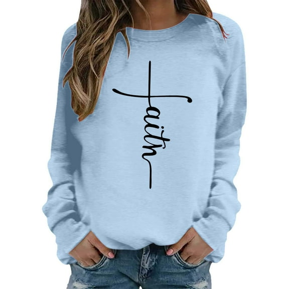 Womens Casual Sweatshirt Crew Neck Yeshua Lord Printed Pullover Long Sleeve Loose Fit Tops Fashion 2025