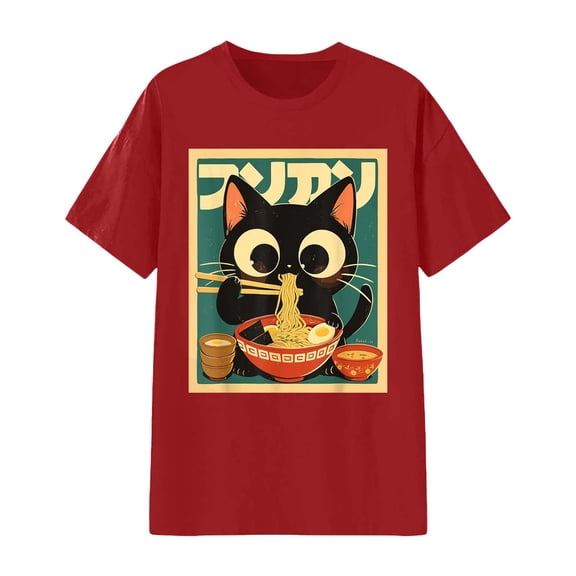 Womens Casual T Shirt Graphic Print Short Sleeve Crew Neck Soft Beach Vacation Clothes for Women,Red,2XL