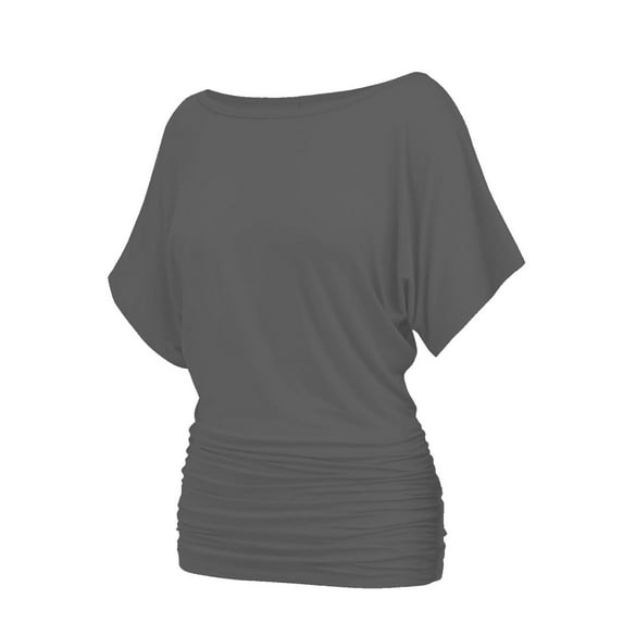 Womens Casual T Shirts Dolman Top Breathable Basic Short Sleeve Shirts Boat Neck Ruched Tops Summer Lightweight Clothes