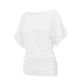 thumbnail image 1 of Womens Casual T Shirts Dolman Top Breathable Basic Short Sleeve Shirts Boat Neck Ruched Tops Summer Lightweight Clothes, 1 of 7