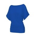 thumbnail image 1 of Womens Casual T Shirts Dolman Top Breathable Basic Short Sleeve Shirts Boat Neck Ruched Tops Summer Lightweight Clothes, 1 of 7