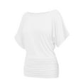 thumbnail image 1 of Womens Casual T Shirts Dolman Top Breathable Basic Short Sleeve Shirts Boat Neck Ruched Tops Summer Lightweight Clothes, 1 of 7