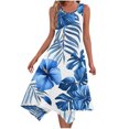 thumbnail image 1 of Womens Casual Tank Dress Floral Sleeveless Summer Midi Dress Asymmetrical Hem Vacation Beach Outfit, 1 of 7