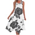 thumbnail image 1 of Womens Casual Tank Dress Floral Sleeveless Summer Midi Dress Asymmetrical Hem Vacation Beach Outfit, 1 of 7